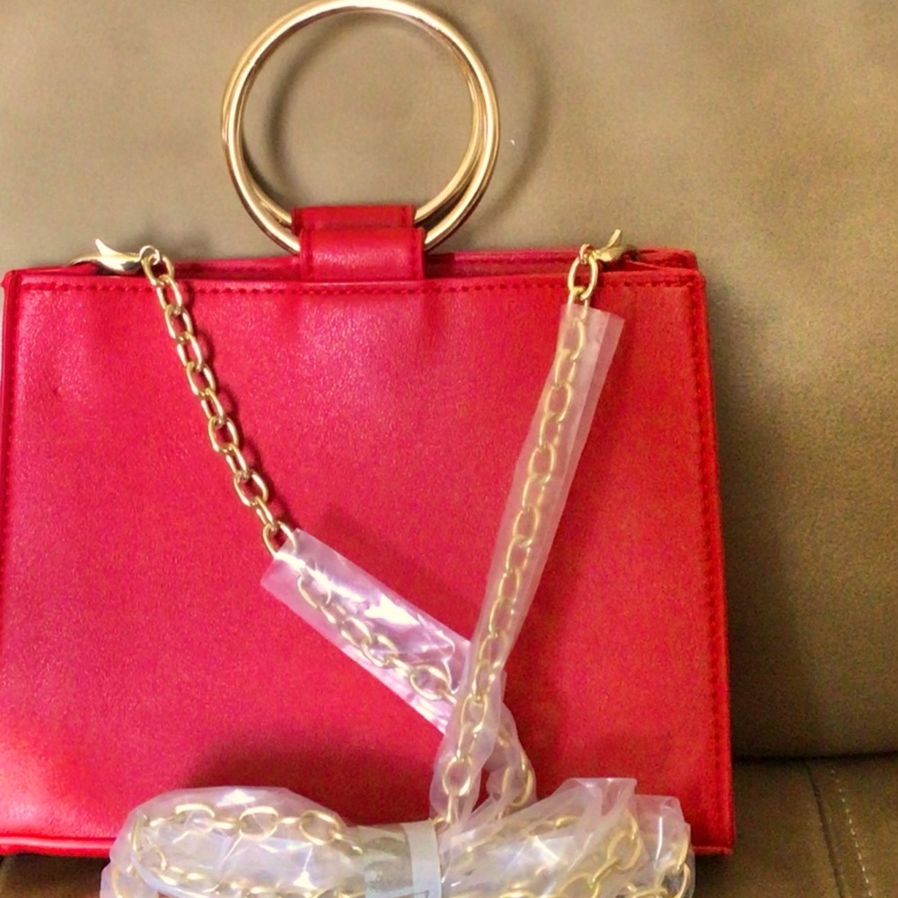 Red Ring Crossbody Faux Leather Bag